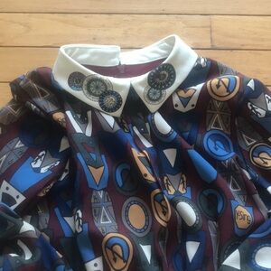 Peter Pan collar Geometric Patterned dress